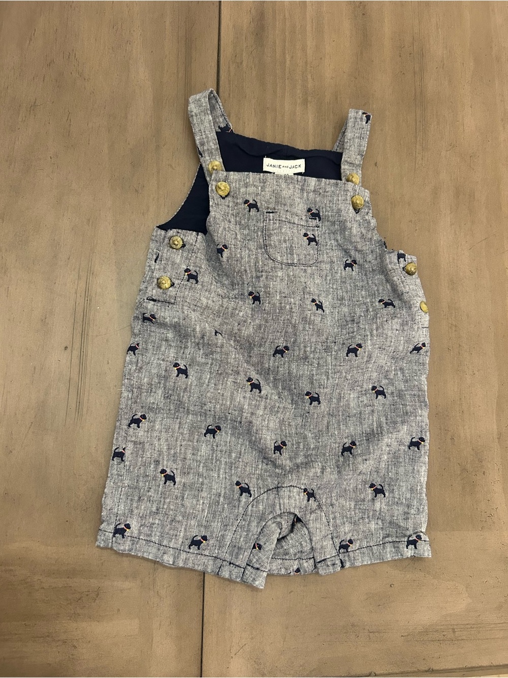 Janie and Jack Baby Boy Blue Dog Print Overalls — 3–6M